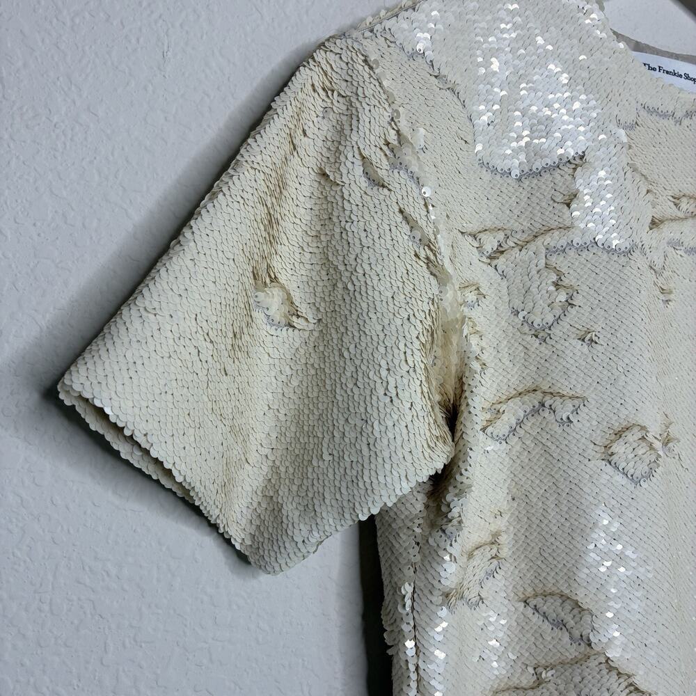 The Frankie Shop Riley Neutral Sequin Ivory Dress S - Picture 4 of 11